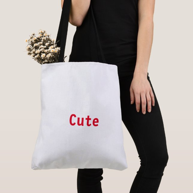 Cute Printed Red Colour Create own Text Shopping Tote Bag (Close Up)