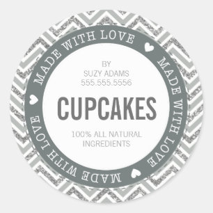CUTE PRODUCT LABEL made with love chevron glitter