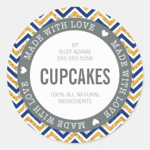 CUTE PRODUCT LABEL made with love chevron glitter