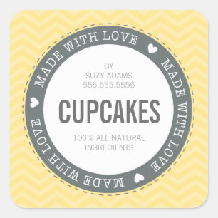 CUTE PRODUCT LABEL made with love chevron yellow