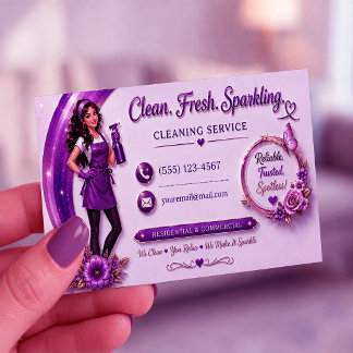 Cute Professional Cleaning Service Business Card