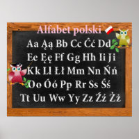 Cute Professor Owl Polish Alphabet Alfabet polski