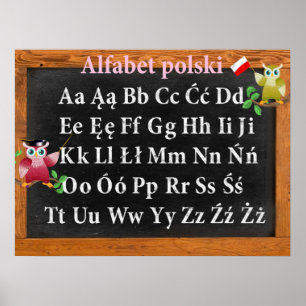 Cute Professor Owl Polish Alphabet Alfabet polski Poster