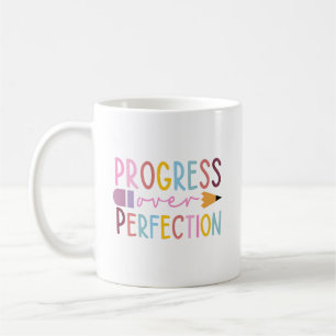 Cute Progress Over Perfection Teacher Pencil Coffee Mug