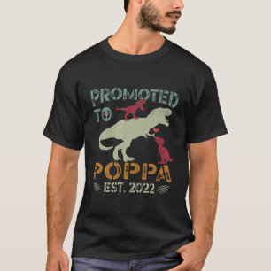 Cute Promoted To Poppa Est 2022 Dinosaur Fathers D T-Shirt