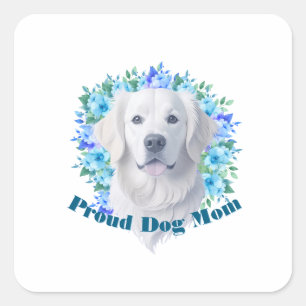 Cute Proud Dog Mum Tote Bag Square Sticker