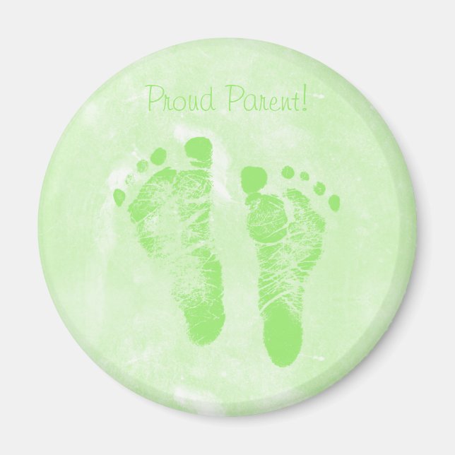 Cute Proud Parent Baby Footprints Annoucements Magnet (Front)
