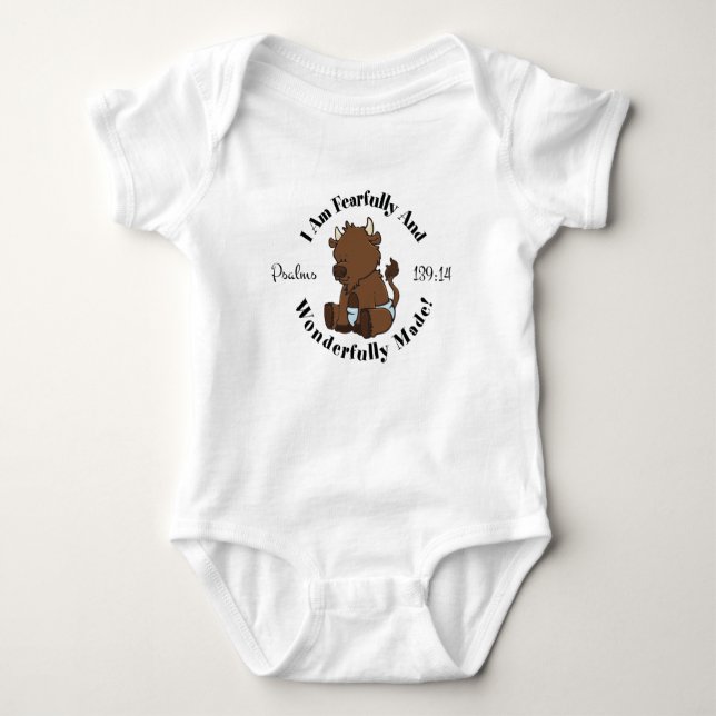 Cute Psalms 139:14 Design Baby Bodysuit (Front)