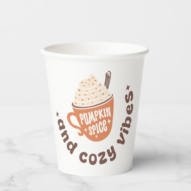 Cute PSL Fall  – Pumpkin Spice and Cosy vibes  Paper Cups (Front)