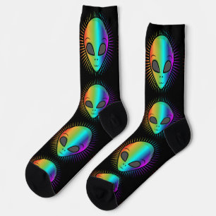 Cute Psychedelic Alien Head Thunder_Cove Socks
