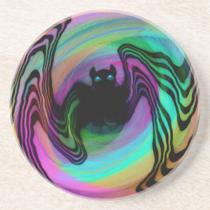 Cute Psychedelic Colourful Bat Coaster