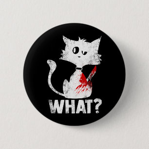 Cute Psycho Murderous Black Cat What With Knife 6 Cm Round Badge
