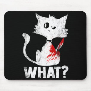 Cute Psycho Murderous Black Cat What With Knife Mouse Pad