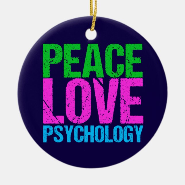 Cute Psychologist Peace Love Psychology Christmas Ceramic Ornament (Front)