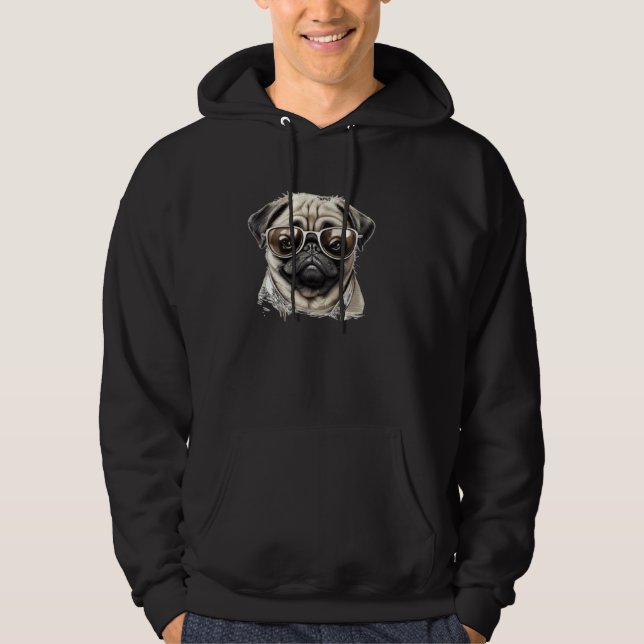 Cute Pub Face with cool Sunglasses Hoodie (Front)