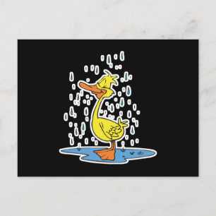 cute puddle duck in the rain postcard