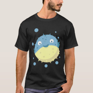Cute Puffer Fish Blue T-Shirt