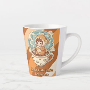 Cute Puffer Fish Coffee & Reading Art Latte Mug