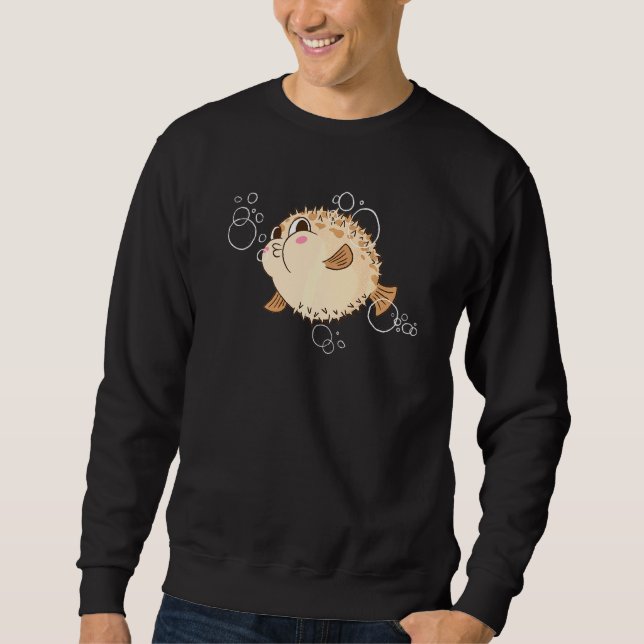 Cute Puffer Fish Ocean Diving Fishing Pufferfish Sweatshirt (Front)