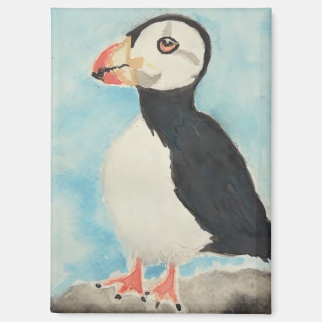 Cute Puffin Alaska Souvenir Magnet (Front)