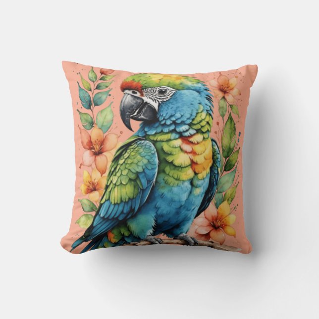 Cute puffin bird throw pillow (Front)