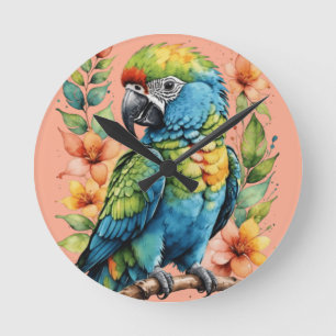 Cute puffin bird throw pillow round clock