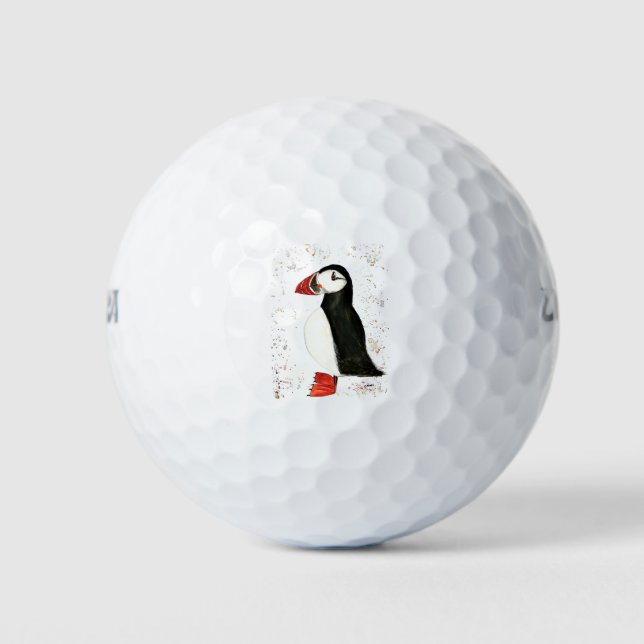 Cute puffin bird watercolor wildlife animal  golf balls (Front)