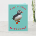 Cute Puffin Birthday Card for Grandson<br><div class="desc">A cute puffin makes a lovely image for this birthday card for Grandson.  All text can easily be customised.</div>