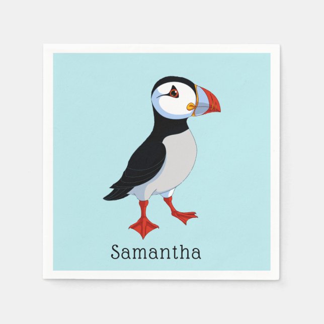 Cute Puffins Design Paper Napkins (Front)