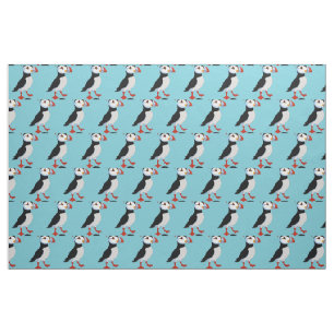 Cute Puffins Tiled Design Fabric