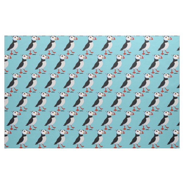Cute Puffins Tiled Design Fabric (Yard)
