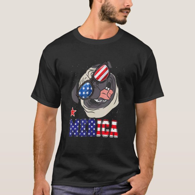 Cute Pug 4th Of July Merica Mens Womens Kids Ameri T-Shirt (Front)