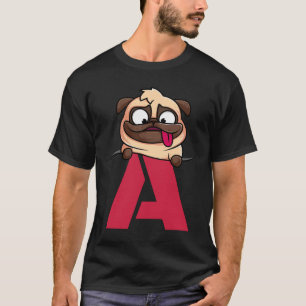 Cute Pug alphabet, letter a, dog alphabet Classic T-Shirt