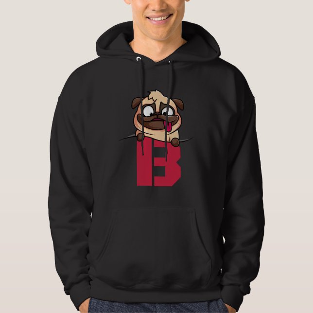 Cute Pug alphabet, letter B, dog alphabet Classic  Hoodie (Front)