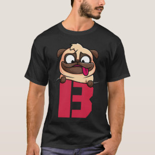 Cute Pug alphabet, letter B, dog alphabet T-Shirt