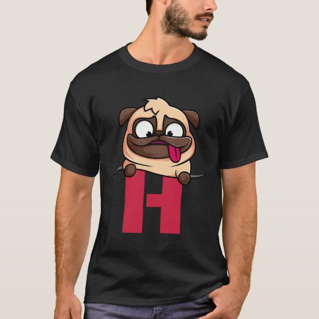 Cute Pug alphabet, letter H , dog alphabet Active  T-Shirt (Front)