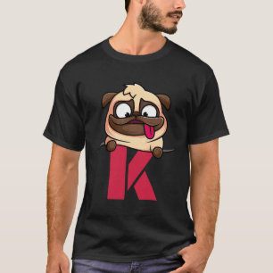 Cute Pug alphabet, letter K, dog alphabet Classic  T-Shirt