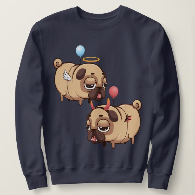 Cute Pug Angel/Devil Sweatshirt (Design Front)