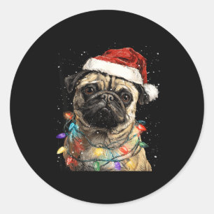 Cute Pug Christmas Classic Round Sticker