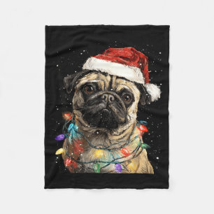 Cute Pug Christmas  Fleece Blanket