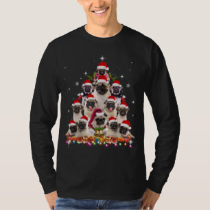 Cute Pug Christmas Tree Dog Santa Xmas Funny Pajam T-Shirt