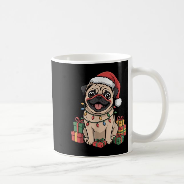 Cute Pug Christmas Xmas Design Funny Dog Lover Hol Coffee Mug (Right)