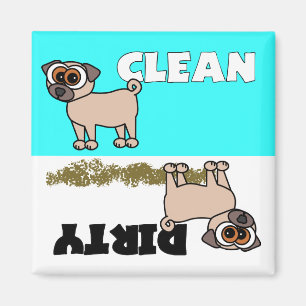 Cute Pug Clean / Dirty Dishwasher Magnet