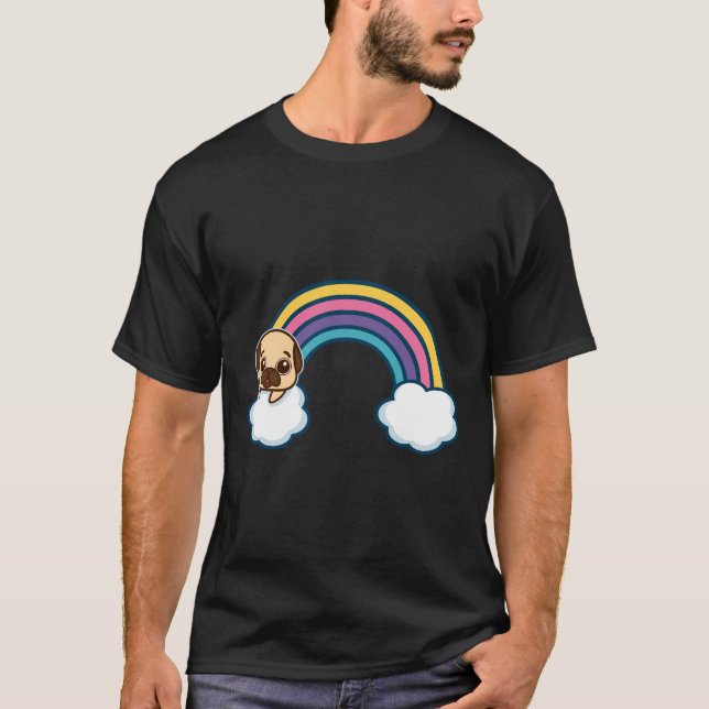 Cute Pug Colourful Rainbow Classic T-Shirt 917 (Front)