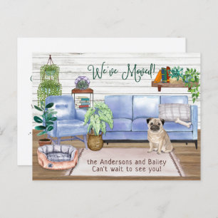 Cute Pug Cosy New Home Moving      Announcement Postcard
