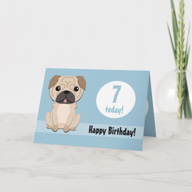 Cute Pug Customisable Birthday Card (Front)