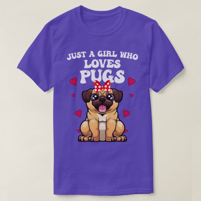 Cute Pug Designs For Women Girls Pet Dog Puppy Ani T-Shirt (Design Front)