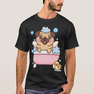 Cute Pug Dog Baby Animal with Friend in Kawaii Sty T-Shirt