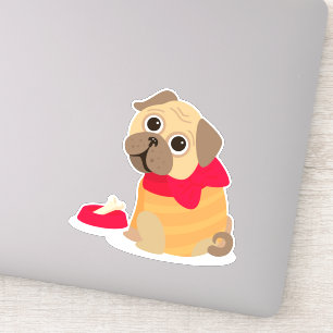 Cute pug dog back to school art