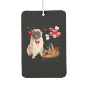 Cute Pug Dog Balloon Heart Valentine's Day Car Air Freshener